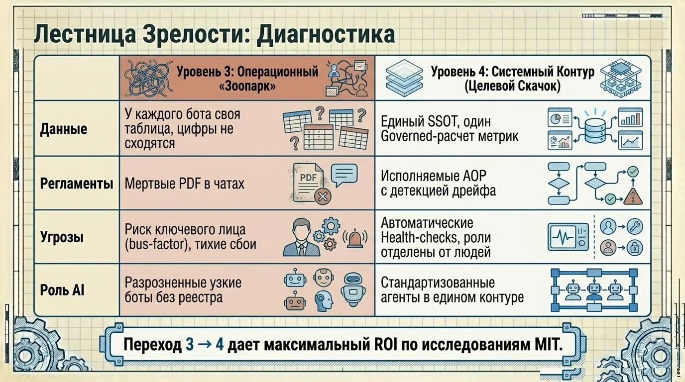 Лестница зрелости: уровень 3 «зоопарк» → уровень 4 «контур».